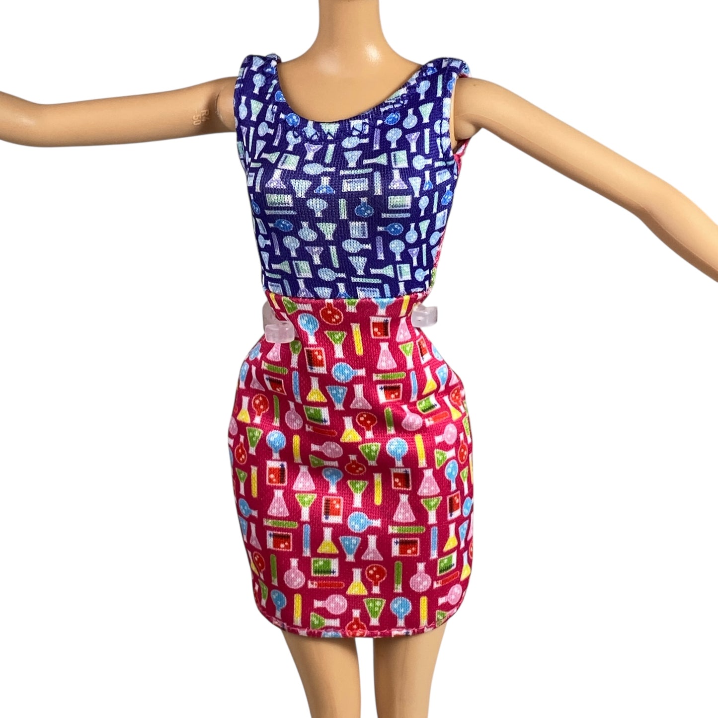 Blue-Top Red-Bottom Barbie Dress