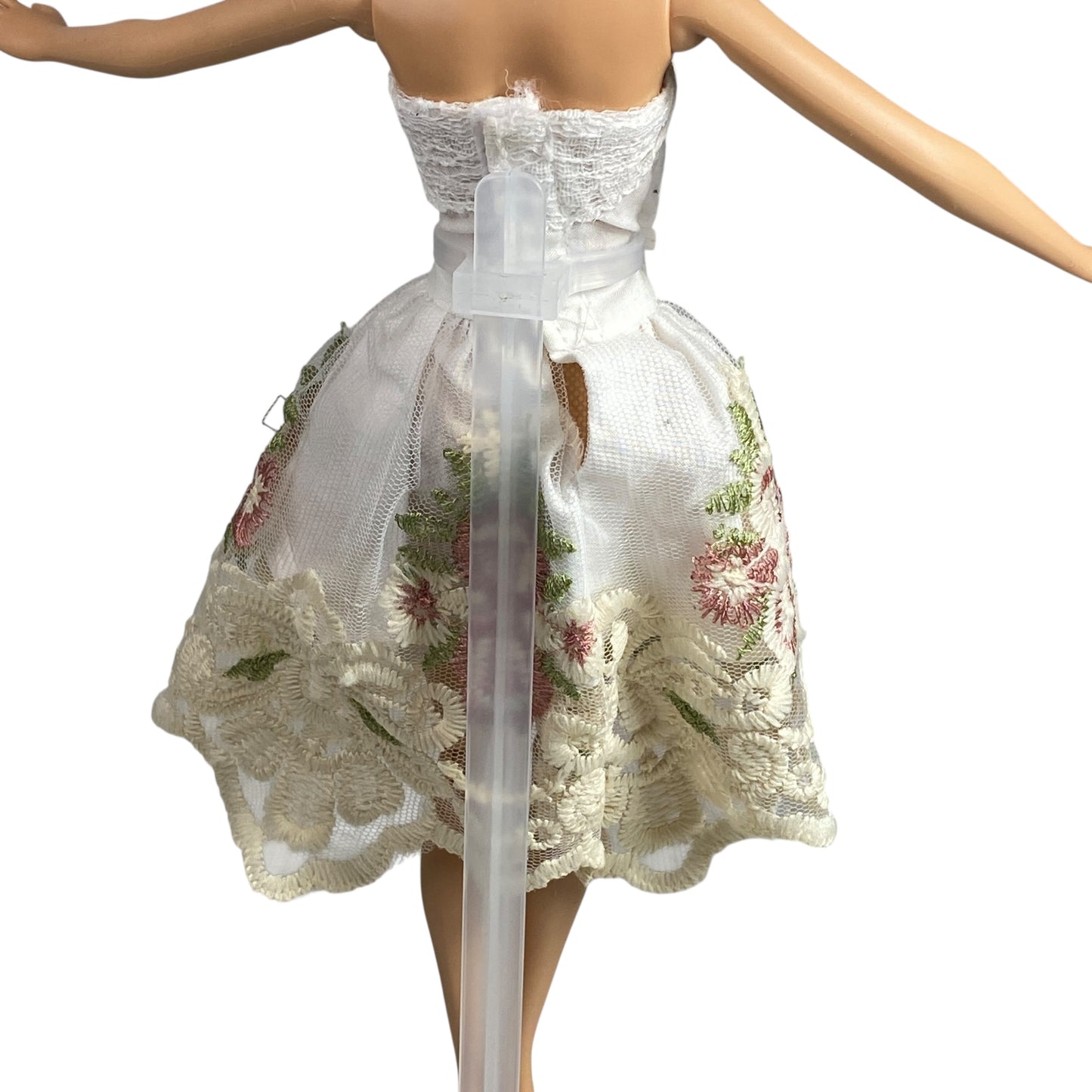 Strapless Floral White Barbie Dress