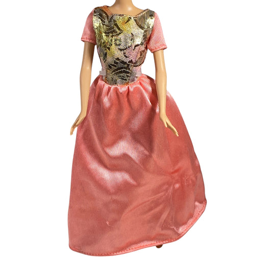Barbie Pink Dress With a Gold Brocade