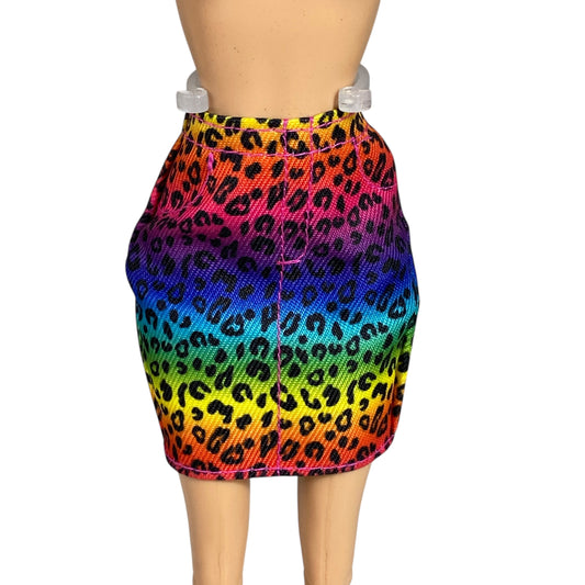 Fashionista Rainbow Leopard Barbie Skirt