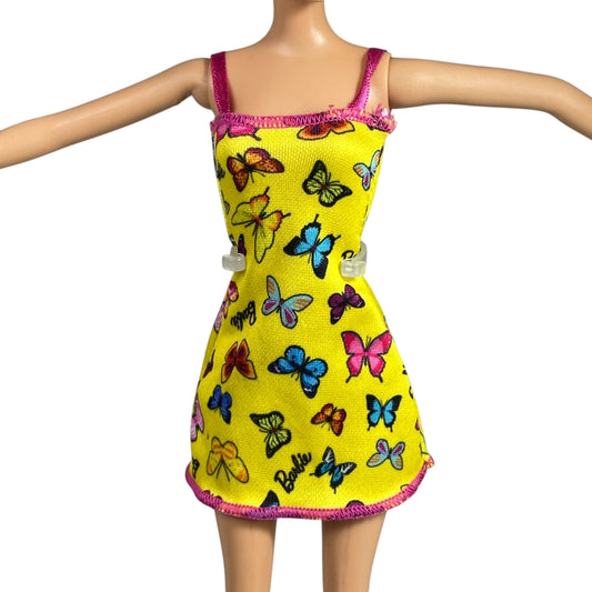 Yellow Butterfly Pattern Barbie Dress