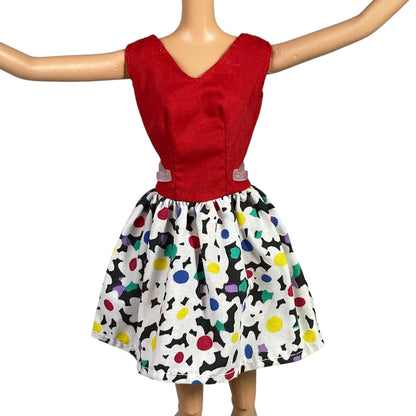 Red & Floral Bottom Barbie Dress