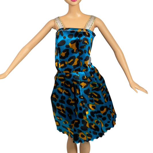 Barbie Leopard Blue & Orange Dress