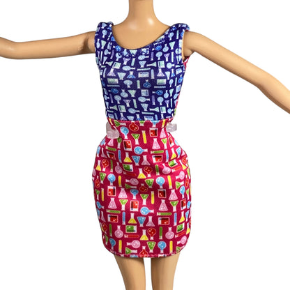 Blue-Top Red-Bottom Barbie Dress