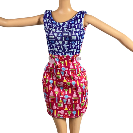 Blue-Top Red-Bottom Barbie Dress
