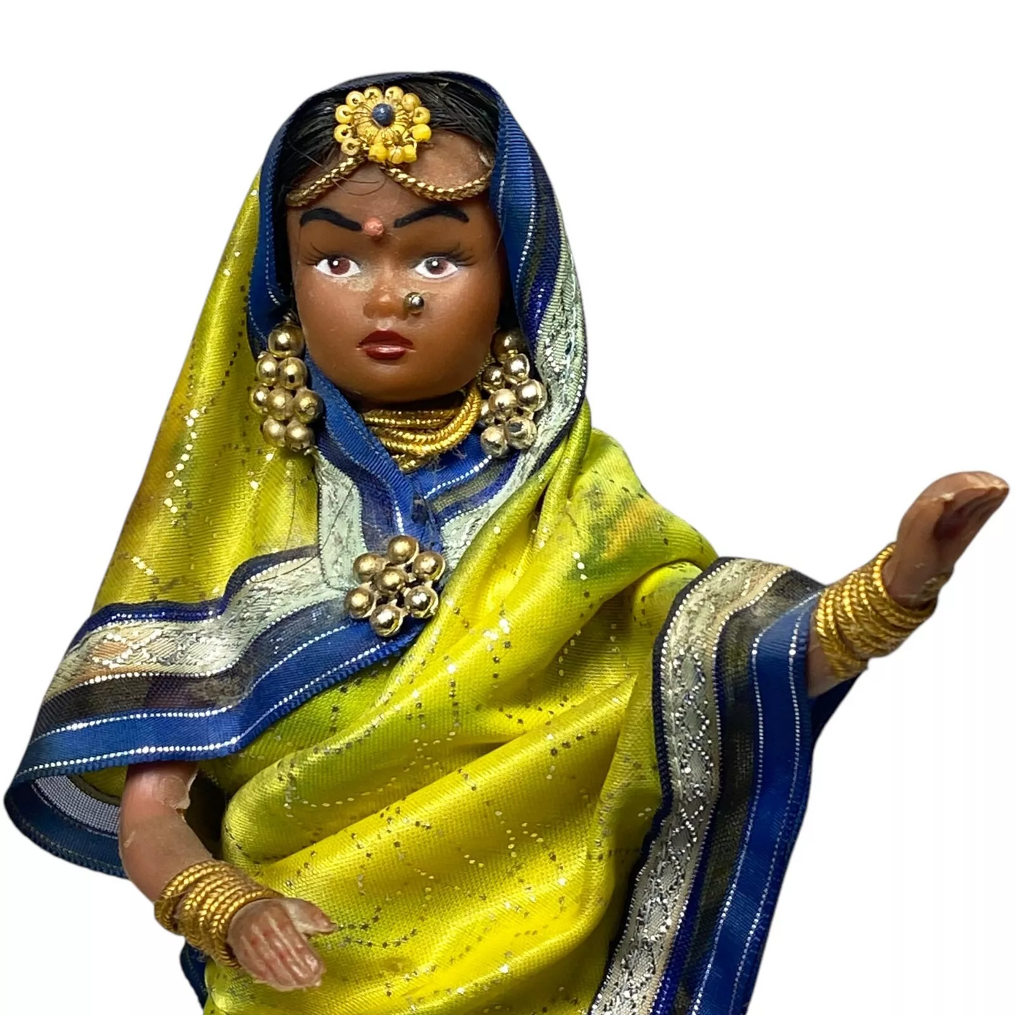 Trinidad Tobago Green Costume 12” Doll On Wooden Base