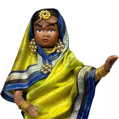 Trinidad Tobago Green Costume 12” Doll On Wooden Base